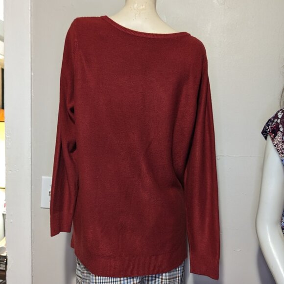Apt. 9 Wine Red Sweater with Sliver Rhinestones 1X EUC - Picture 5 of 5